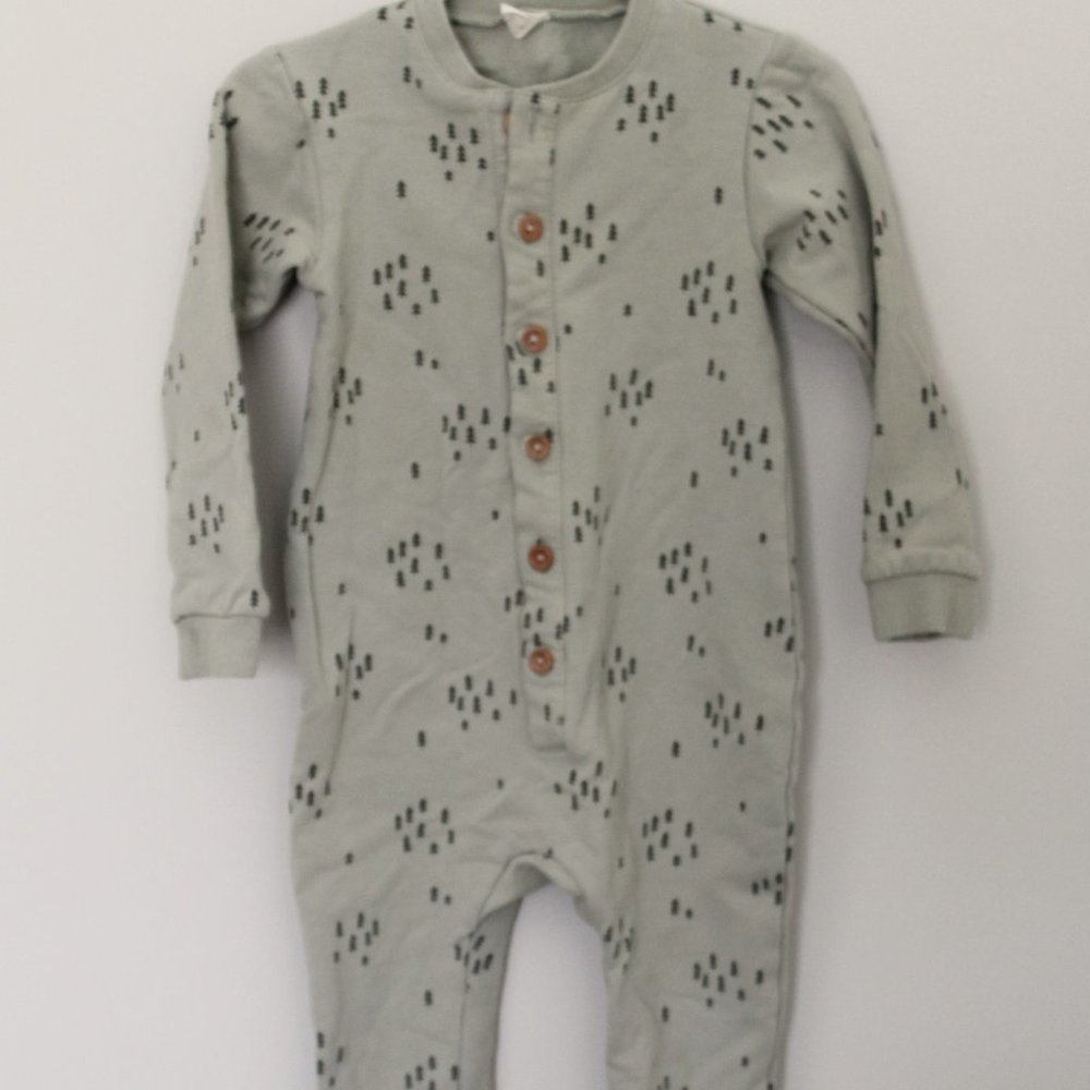 Quincy Mae Sage Green Fleece Lined Tree One Piece